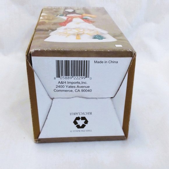 Vintage 1990's Ceramic Bisque Snowman Bell With Original Box - Picture 16 of 16